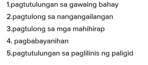 mga nagpapatunay ng pagtutulungan 5 example